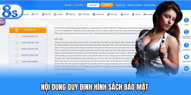 Nội dung quy định chính sách bảo mật